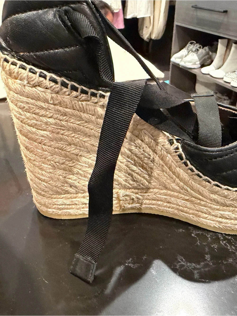 Gucci Black Quilted Leather Espadrilles with Gold Double G